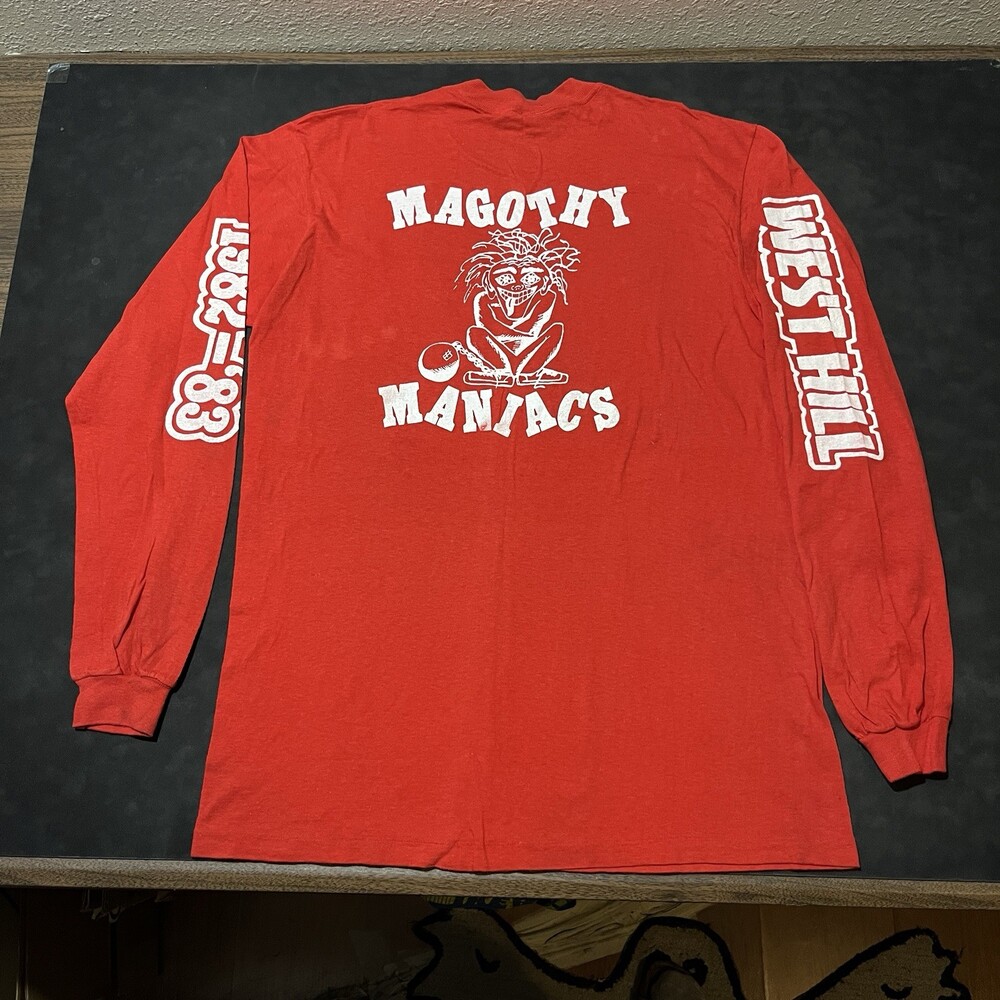 Vintage Maniacs Shirt Boston University 1980s Sleeve Graphics West Hill Maggots